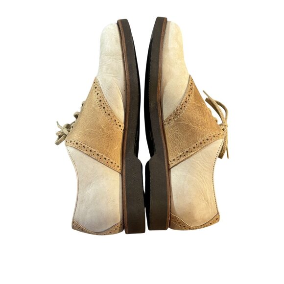 Cole Haan Mens Wingtip Oxfords 8.5D Leather Tan & Beige Lace-Up Dress Shoes - Picture 1 of 9